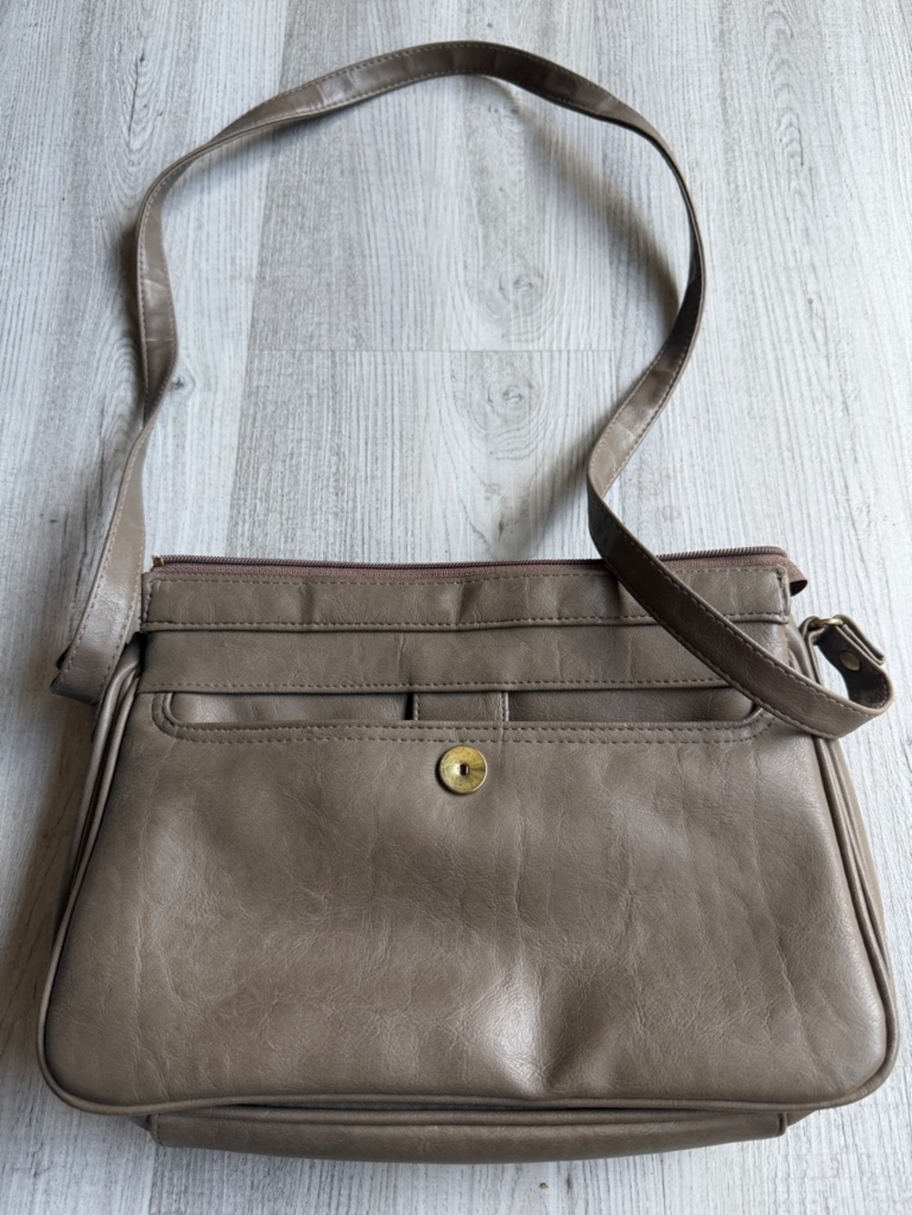 Crossbody Bag Jackson Taupe Faux Leather Classic Shoulder Bag Neutral